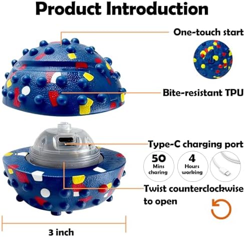 Interactive Dog toys, Smart Dog ball, E-TPU Material Automatic Moving, Bouncing, Vibrating ball Durable Duraspin Design for Aggressive Chewers.Keeps Dogs Busy and Entertained.Suitable for all dogs