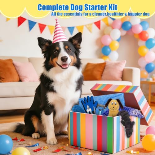 Dog Starter Kit for New Owners, 9PCS Puppy Essentials,Gift Basket for Pets