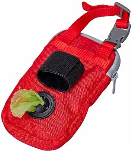 Blueberry Style Red Dog Waste Bag Dispenser, Dog Poop Bag Holder Leash Attachment, Includes 1 Roll of Free Poop Bags