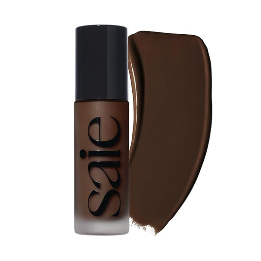 Saie Glowy Super Skin Tint Liquid Foundation - Weightless + Dewy Foundation with Lightweight Medium Coverage - Hydrating Face Makeup + Skin Care Serum Hybrid with Hyaluronic Acid - Shade 36 (1.01 oz)