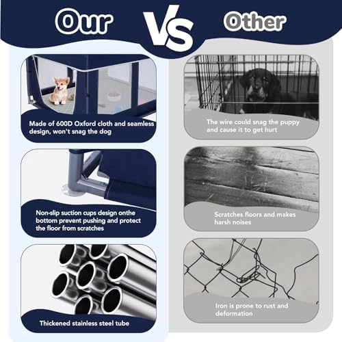 42 × 42 inch Dog Playpen with Pee Pad, Soft Puppy Playpen, 25 Height Pet Playpen for Small Dogs and Small Animals, Dog Fence Indoor, Play Yard with Zipper Door