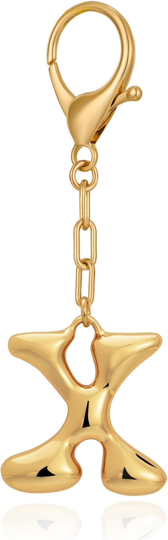 WOWORAMA Initial Letter Keychain for Women Chunky Gold Bubble Letter Bag Charm Purse Charm Personalized Keyrings Accessories