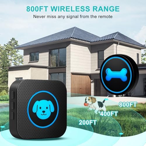 Dog Doorbell to Go Outside, Smart Wireless Doggie Doorbell for Potty Training,1000 Feet Long Range with IP65 Waterproof Super-Light Touch Button, 60 Melodies & Adjustable Volume (1 Button)