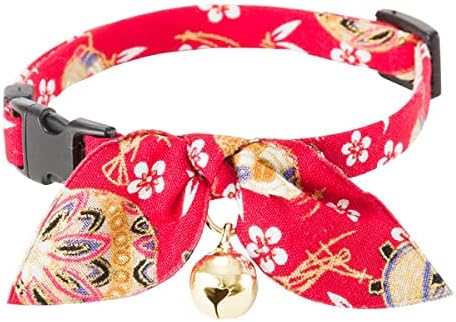 Necoichi Kimono Ribbon Cat Collar (Red)