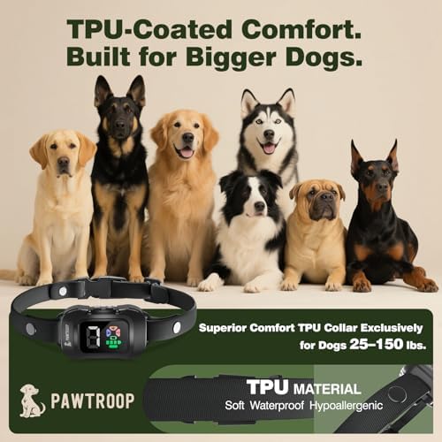 Ultrasonic No Shock Automatic Bark Collar for Medium Large Dogs – Humane Anti Bark Training Collar with 7 Sensitivity Levels, Beep Vibration Ultrasonic, Rechargeable & Waterproof TPU Strap