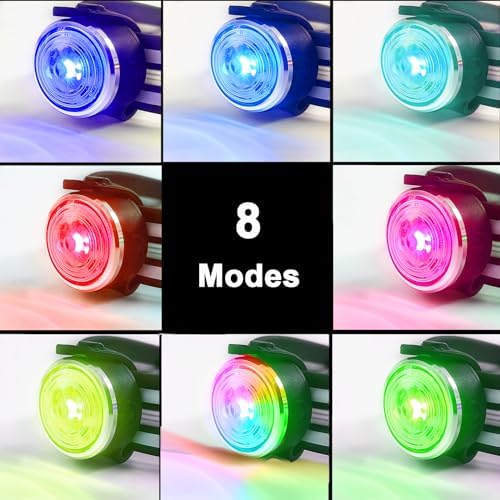 Tubasion 3-Pack Dog Lights for Night Walking, Upgraded 8 Modes Rechargeable Dog Collar Lights for Nighttime Clip On, IPX6 Waterproof and Silicon Band Safety Light for Collars