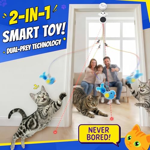 Interactive Cat Toys with Automatic Feather Flying Bird for Bored Adult Cat