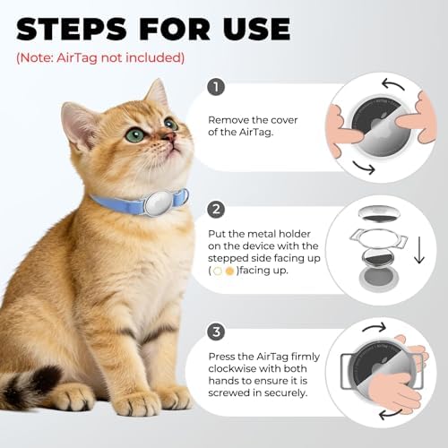 AirTag Cat Collar, Ultra Elastic Cat Tracker Collar (Blue) | Compatible with Apple Air Tag Holder, Lightweight, Scratch Resistant, Stepless Adjustable Pet Tracking Collars for Cat Kitten