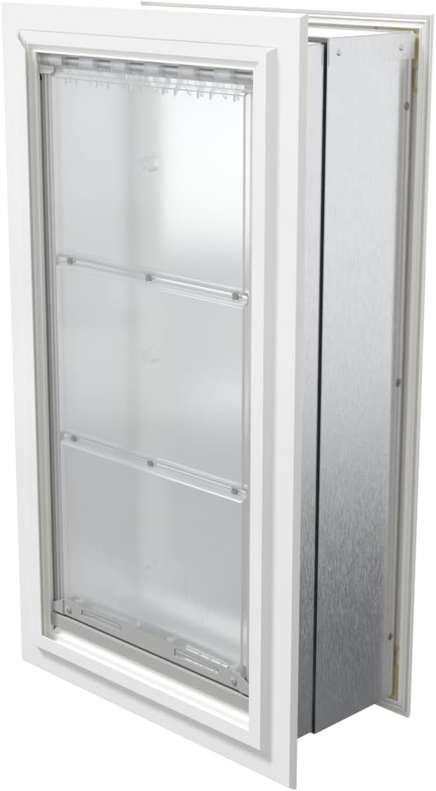 Endura Flap Single Flap Pet Door for Thick Walls | Deep Wall Design up to 13" Thick | Insulating Dual-Layer Flap & Durable Aluminum Frame | Includes Locking Cover | White, XL, Single Flap