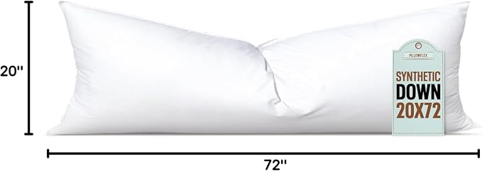 Pillowflex Synthetic Down Pillow Insert 20x72 in - Karate Chop Pillow | Large King Sham Form, Plush Polyester Cotton Blend, Cloud-Like Comfort, Clump-Resistant Fill, Smooth Elegant Finish