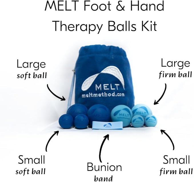 MELT Method Hand & Foot Therapy Ball Kit w/ Sensory FasciaPoint - Therapy Massage Ball Set and Massage Roller for Plantar Fasciitis, Trigger Point, & Myofascial Release - Hand & Foot Roller Massager
