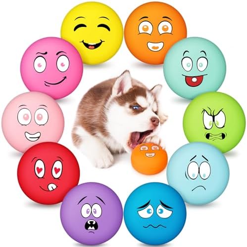 Hungdao 10 Pack Latex Squeaky Dog Toys Soft Squeaky Balls,Dog
