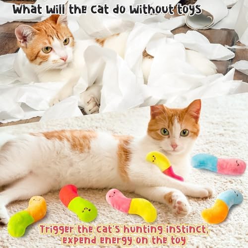 L1rabe Worm Candy Catnip Toys for Cats, for Kitten Lovers