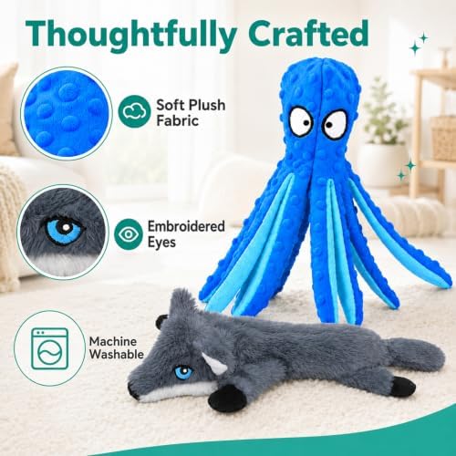 Dog Squeaky Toy, No Stuffing Dog Toys with Crinkle Paper