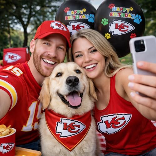 NFL Kansas City Chiefs Pet Birthday Party Balloons Set of 6 Licensed NFL Football Team Dog & Cat Birthday Party Decoration Sports Theme Dogs B-Day Pawty Balloon Celebration