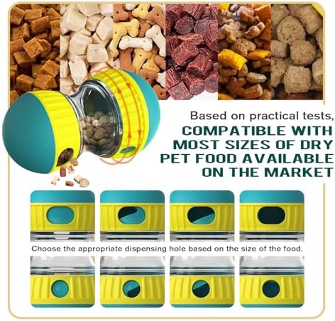 CYBERNOVA Interactive Dog Toys, Treat Dispenser and Adjustable Food Dispensing Slow Feeder Ball,Stimulating Dog Nature and Enhancing Intelligence (Blue-Yellow)