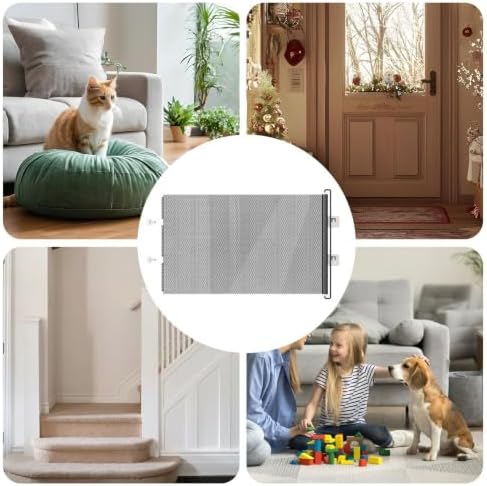 Retractable Pet Safety Gate Barrier, Adjustable Pet Security Gate for Stair