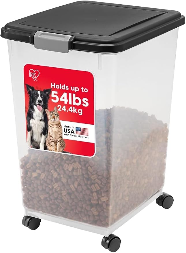 IRIS USA Dog Food Storage Container, Up to 54 lbs, Black, Made in USA