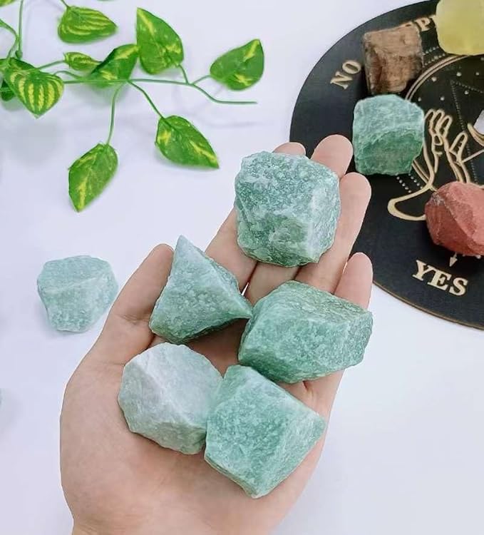 LAIDANLA 1lb 2" Green Aventurine Natural Rough Stones Crystal Large Raw Crystals Bulk Healing Gemstones for Reiki Healing Tumbling Fountain Rocks Wire Wrapping Decoration Cabbing Lapidary