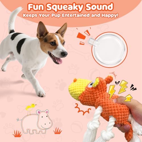 TOOPTATE Hippo Squeaky Dog Toy, Yellow Orange, Medium