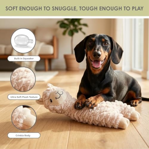 NANDOG My BFF Alpaca Dog Toy Signature Collection Soft Plush & Crinkle