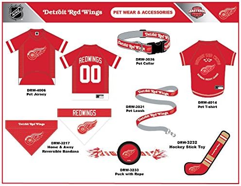 Pets First NHL Detroit RED Wings Collar for Dogs & Cats, Medium. - Adjustable, Cute & Stylish! The Ultimate Hockey Fan Collar! (Pack of 2)