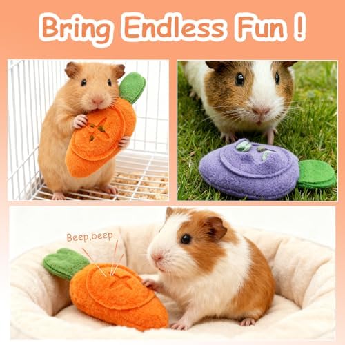 Hamiledyi Guinea Pig Toys Rabbit Foraging Enrichment Toy Slow Feeder Food Hide Puzzle Toys Boredom Relief and Foraging Fun (3 Pieces)