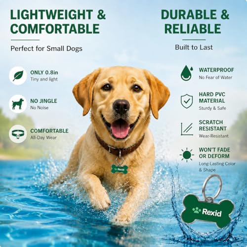 RexID Bone Smart Dog Tag – QR Code ID Tag with Online Profile & Owner Contact – Anyone Anywhere Scan Instantly to Reunite – 1.8'' Lightweight & Noise-Free for Dog&Cat