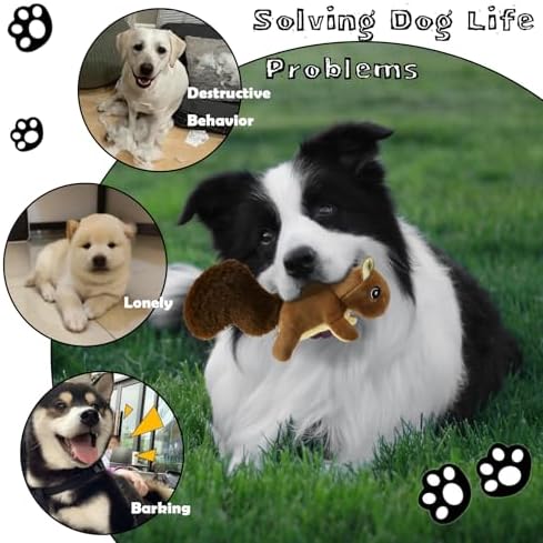 Squirrel Plush Dog Toy Squeaky Toy, Interactive Hide and Seek Replacement Dog Toys for Small & Medium Dogs (3Pcs Squeaky Squirrel C)