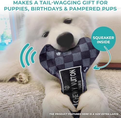 Haute Diggity Dog Chewy Vuiton Bone Plush Dog Toy, Designer Parody Toy