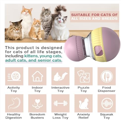 TLKNG Cat Enrichment Toy, Treat Dispenser Ball for Indoor Kitten Puzzle Toy