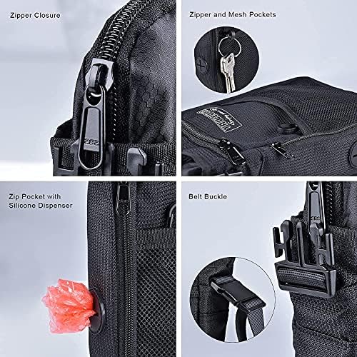 Dog Treat Pouch Bag for Pet Training with Zipper Closure,Fanny Pack for Dog Walking,Puppy Training Pouch with Adjustable Waistband,Shoulder Strap and Dog Waste Bag Dispenser