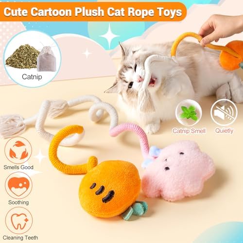 Kingtree Cat Rope Toys, 2PCS Cat Toy Chew Ropes for Cats Teeth Cleaning