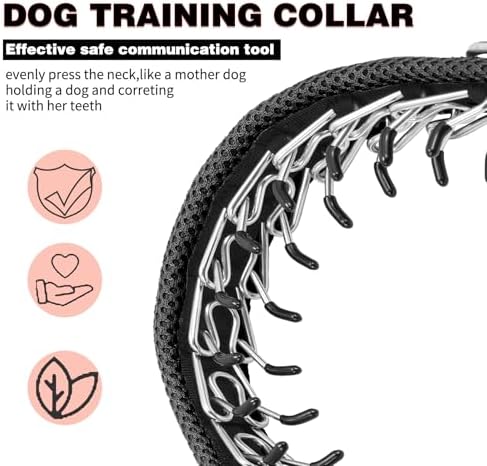 Martingale No Pull Dog Collar for Large Medium Small Dogs, Heavy Duty Nylon Adjustable Reflective Anti Pull Slip Collar with Buckle for Training Walking Hunting S Black