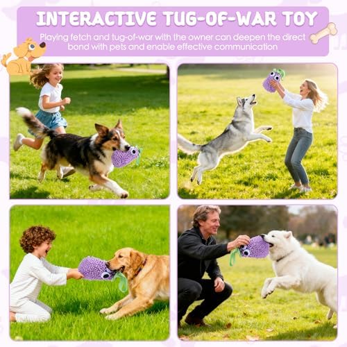 Squeaky Plush Dog Toy, Tug of War Dog Toy with Squeaker, Dog Chew Toys for Interactive Playing, Puppy Training Pull Toy Small Medium Breeds (Green)