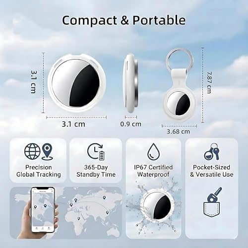 4 Pack Smart Tracker Tags MFi Certified Item Finder Apple Find My iOS Only | Bluetooth Air Worldwide Tracking Tracker Tags Waterproof Key Finder Locator with Sound for Luggage Wallet Pets Dogs Cats