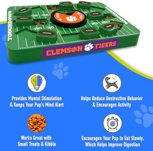 Pets First NCAA Clemson Large Puzzle Toy, Dog Puzzle Treat Toy, New Large Size, Interactive Dog Treat Toy, Dog Slow Feeding Toy