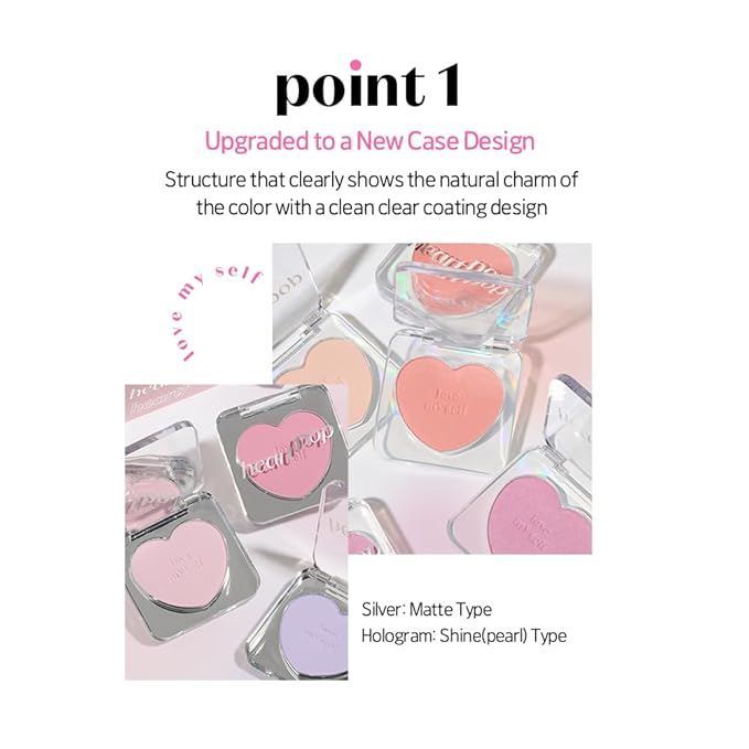 ETUDE Heart Pop Blush, Cool Lavender Cheek Color, Natural Highlight & Glossy Finish, Lightweight Formula, Compact 0.2 oz – Lavender Snow