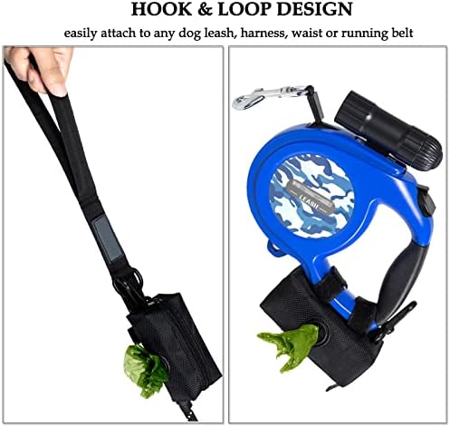Dog Poop Bag Rolls Holder for Leash + 20 Doggy Waste Bags, Black