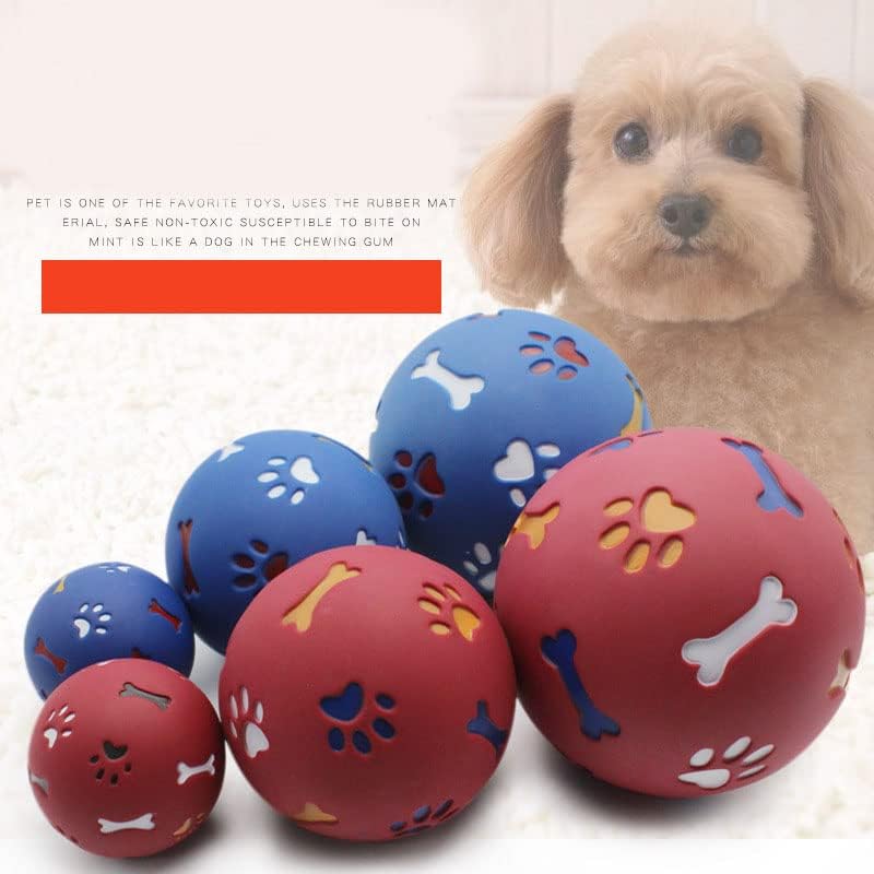 Fydun Cute Puppy Treat Dispensing Balls, Dog Dispenser Slow Feeding Chewing Balls, Bright Colors Pet Puzzle Toy for Cat Bite Dispenser, Squeak Toys (M 11cm/4.3in Diameter)