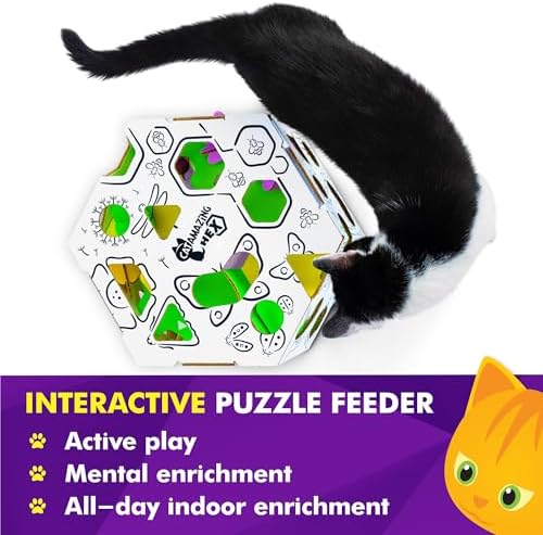Cat Amazing HEX – Interactive Cat Treat Puzzle Box & Puzzle Feeder – Treat Maze Box for Indoor Cats – Enrichment Food Dispenser Toy!