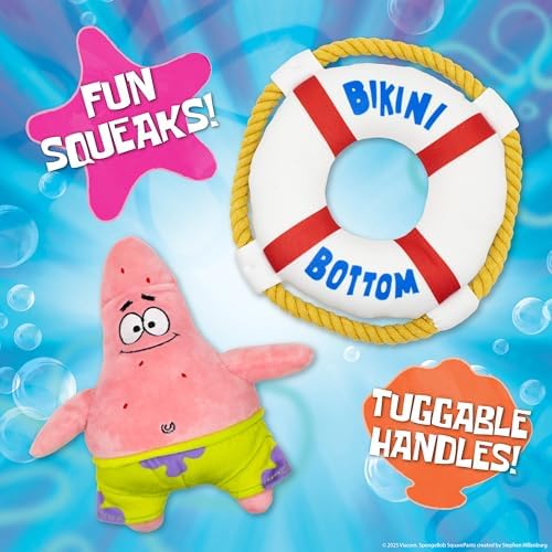 SpongeBob SquarePants, Squeaky Plush Dog Toys, Patrick Set, 2-Pack