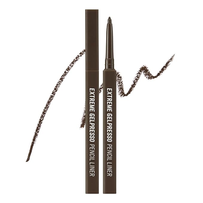 CLIO Extreme Gelpresso Pencil Eyeliner, Gel Smooth Waterproof Formula, One Swipe High Pigment Color, Smudge Resistant Long Wear, Creamy Glide, Blend Control, Defined Eye Precision (001 Black Brown)