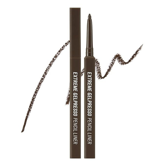 CLIO Extreme Gelpresso Pencil Eyeliner, Gel Smooth Waterproof Formula, One Swipe High Pigment Color, Smudge Resistant Long Wear, Creamy Glide, Blend Control, Defined Eye Precision (001 Black Brown)