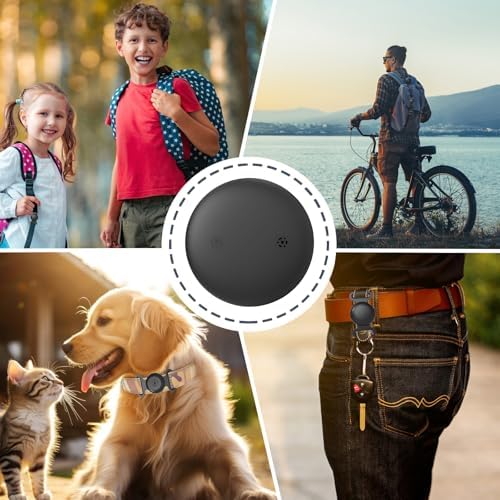 GPS Tracker for Dogs, Mini GPS Cat Tracker, IPX8 Waterproof GPS Trackers for Cats with Holder, No Monthly Fee, Work with Apple Find My(iOS Only), Smart Trackers for Dogs-Black-3