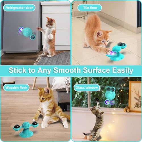 GBSYU Interactive Windmill Cat Toys with Catnip : Cat Toys for Indoor Cats Funny Kitten Toys with LED Light Ball Suction Cup‖Cat Nip Toy for Cat chew Exercise