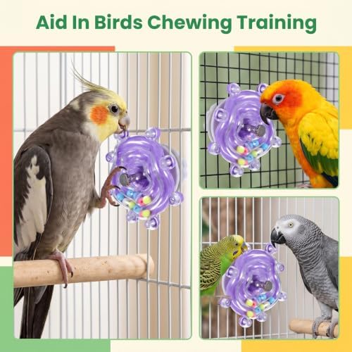 2PCS Bird Toys for Parakeets Interactive Spinner Rattle Parrot Toys