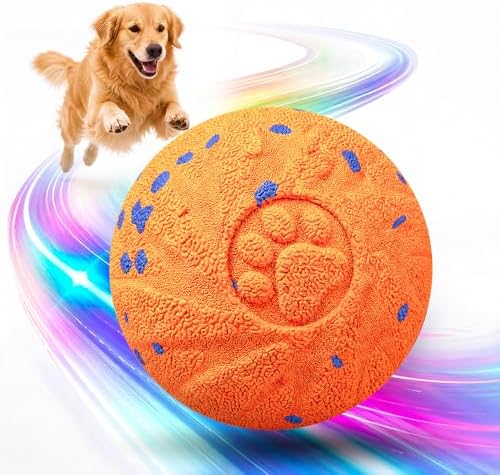 Interactive Moving Dog Toy Ball, 3 Automatic Bouncy Modes, Durable E-TPU Material for Chewing, Rechargeable and IPX7 Waterproof, Enrichment Smart Fetch Toy for Medium Large Dogs (Orange)