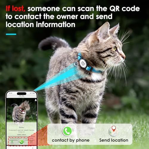 Smart QR Code Pet ID Personalized Tag Cat Collar, Reflective Nylon with Bell, Secure Breakaway, Comfortable, Durable - Suitable for Kittens-Rose&Black-S