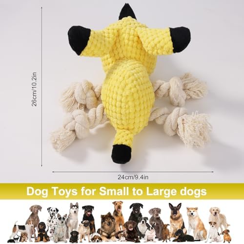 Letsmeet Squeaky Plush Dog Toys - Rope-Designed Interactive Dog Chew Toy for Large Dogs, Puppy Toys for Tug of War, Durable Pet Toys for Dogs